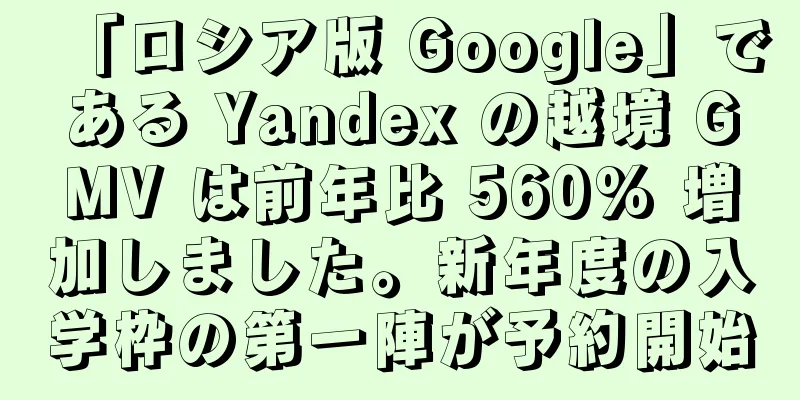 「ロシア版 Google」である Yandex の越境 GMV は前年比 560% 増加しました。新年度の入学枠の第一陣が予約開始