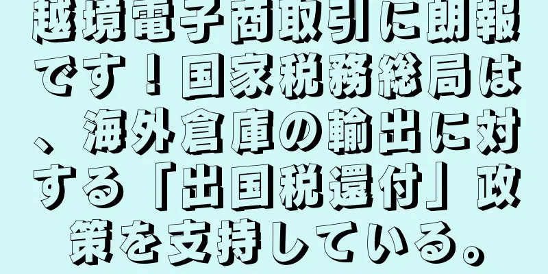 越境電子商取引に朗報です！国家税務総局は、海外倉庫の輸出に対する「出国税還付」政策を支持している。