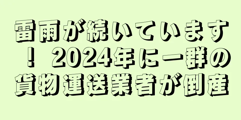 雷雨が続いています！ 2024年に一群の貨物運送業者が倒産