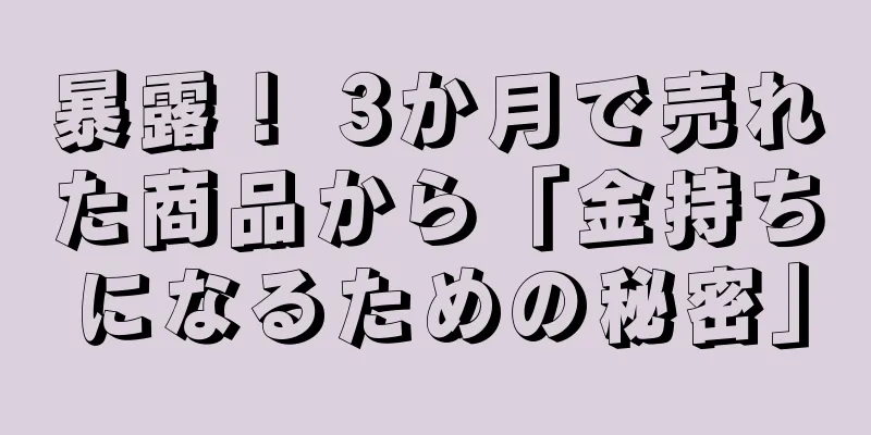 暴露！ 3か月で売れた商品から「金持ちになるための秘密」