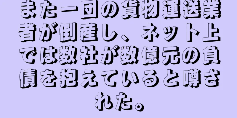 また一団の貨物運送業者が倒産し、ネット上では数社が数億元の負債を抱えていると噂された。