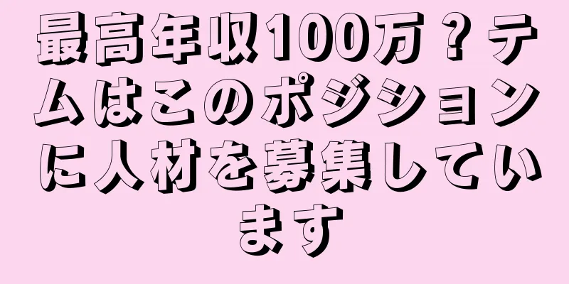 最高年収100万？テムはこのポジションに人材を募集しています