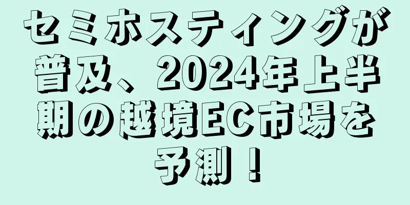 セミホスティングが普及、2024年上半期の越境EC市場を予測！