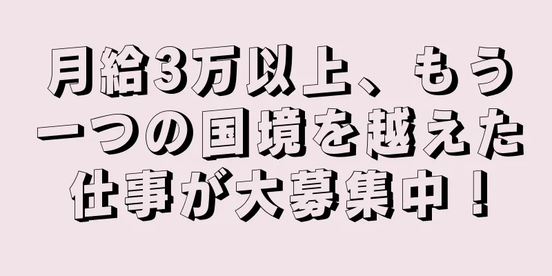 月給3万以上、もう一つの国境を越えた仕事が大募集中！
