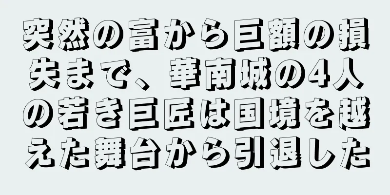 突然の富から巨額の損失まで、華南城の4人の若き巨匠は国境を越えた舞台から引退した