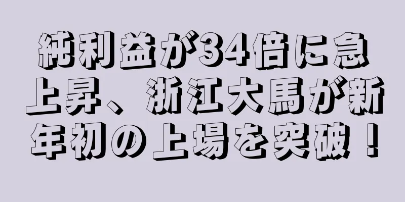 純利益が34倍に急上昇、浙江大馬が新年初の上場を突破！