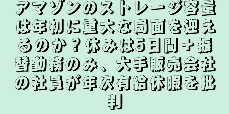 アマゾンのストレージ容量は年初に重大な局面を迎えるのか？休みは5日間＋振替勤務のみ、大手販売会社の社員が年次有給休暇を批判