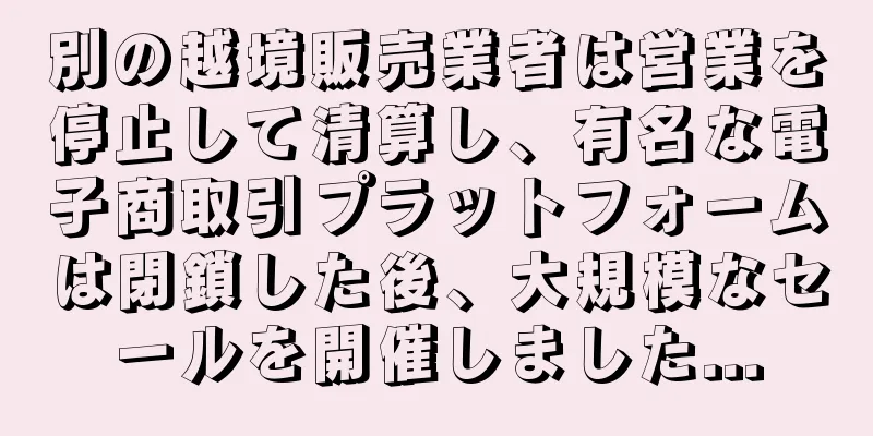 別の越境販売業者は営業を停止して清算し、有名な電子商取引プラットフォームは閉鎖した後、大規模なセールを開催しました...