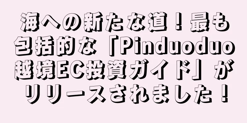 海への新たな道！最も包括的な「Pinduoduo越境EC投資ガイド」がリリースされました！