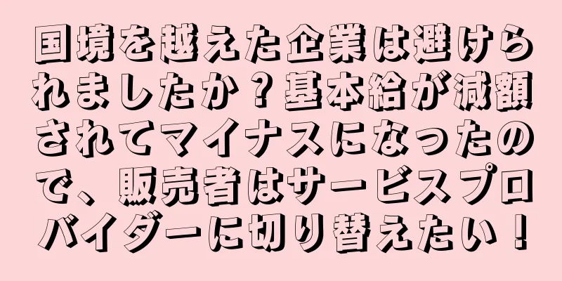 国境を越えた企業は避けられましたか？基本給が減額されてマイナスになったので、販売者はサービスプロバイダーに切り替えたい！