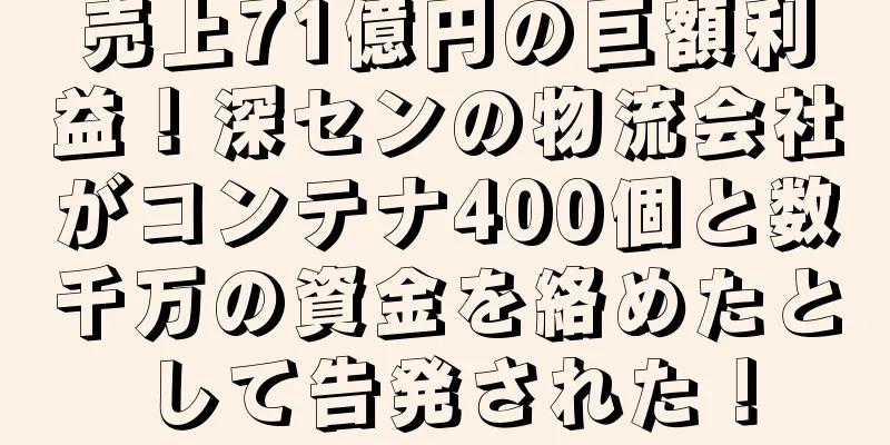 売上71億円の巨額利益！深センの物流会社がコンテナ400個と数千万の資金を絡めたとして告発された！