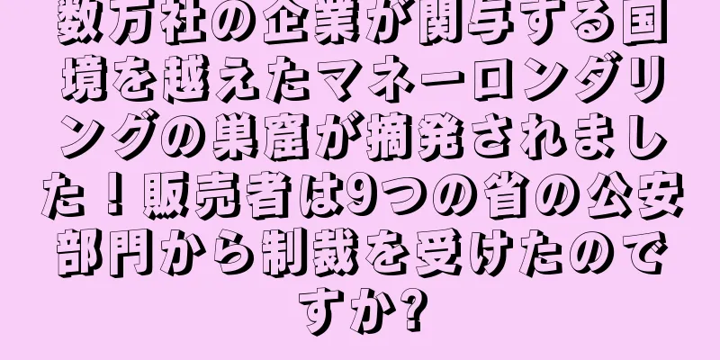 数万社の企業が関与する国境を越えたマネーロンダリングの巣窟が摘発されました！販売者は9つの省の公安部門から制裁を受けたのですか?