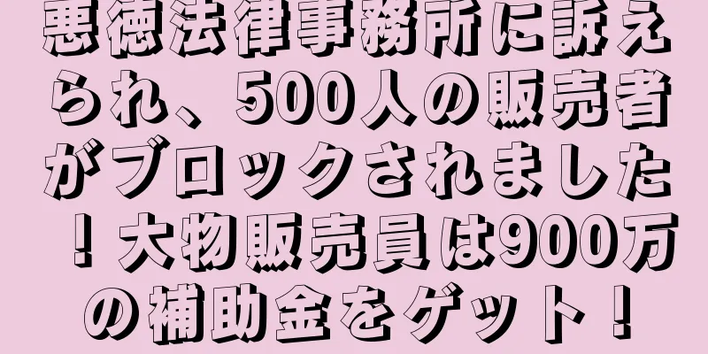悪徳法律事務所に訴えられ、500人の販売者がブロックされました！大物販売員は900万の補助金をゲット！
