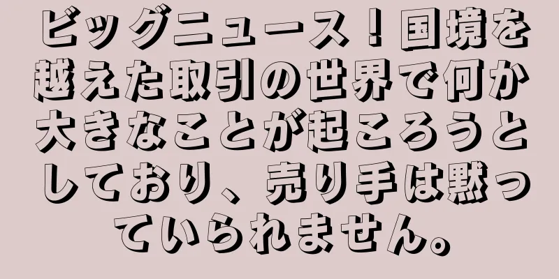 ビッグニュース！国境を越えた取引の世界で何か大きなことが起ころうとしており、売り手は黙っていられません。
