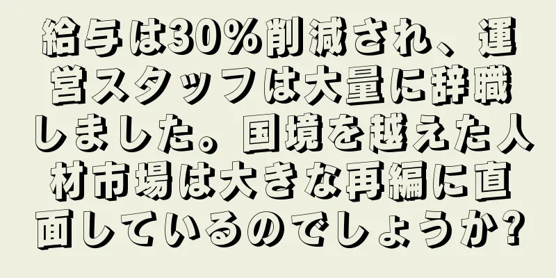 給与は30％削減され、運営スタッフは大量に辞職しました。国境を越えた人材市場は大きな再編に直面しているのでしょうか?