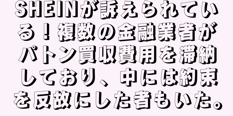 SHEINが訴えられている！複数の金融業者がパトン買収費用を滞納しており、中には約束を反故にした者もいた。