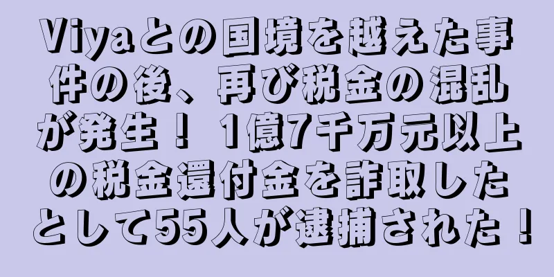 Viyaとの国境を越えた事件の後、再び税金の混乱が発生！ 1億7千万元以上の税金還付金を詐取したとして55人が逮捕された！