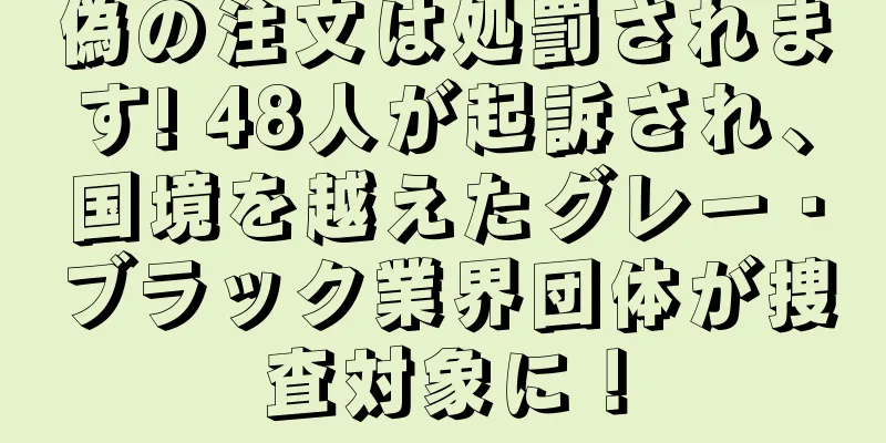 偽の注文は処罰されます! 48人が起訴され、国境を越えたグレー・ブラック業界団体が捜査対象に！