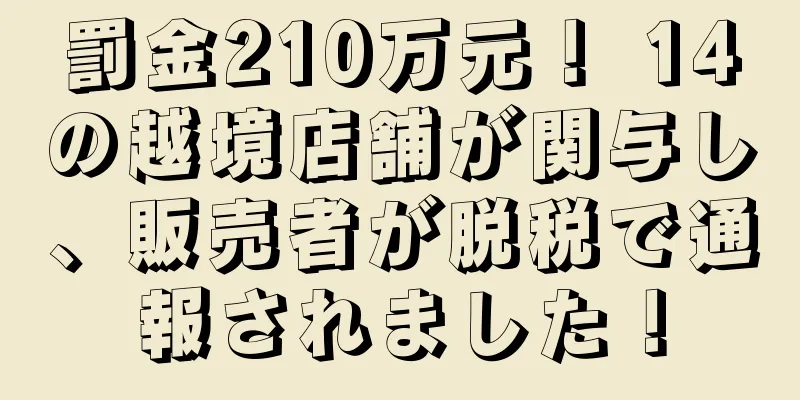 罰金210万元！ 14の越境店舗が関与し、販売者が脱税で通報されました！