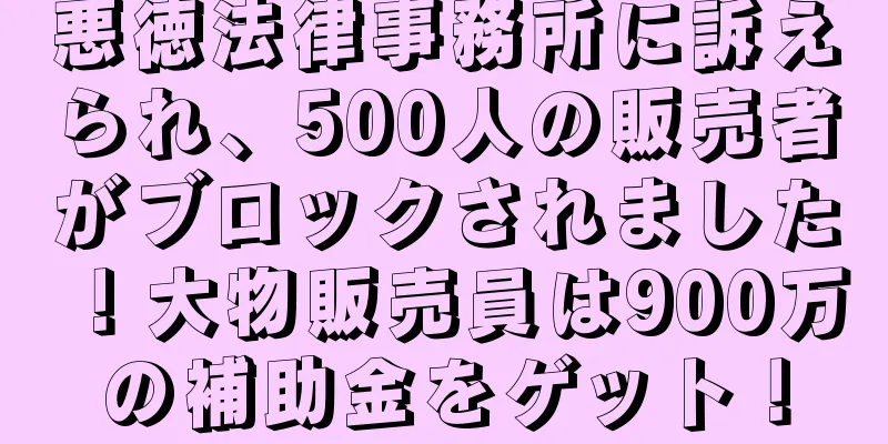 悪徳法律事務所に訴えられ、500人の販売者がブロックされました！大物販売員は900万の補助金をゲット！