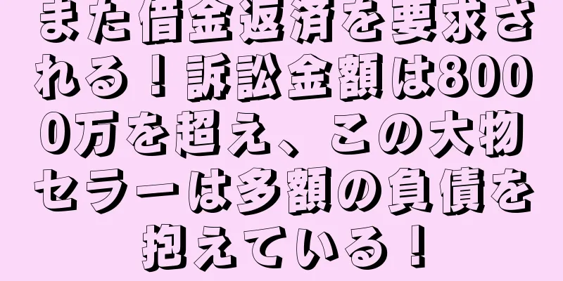 また借金返済を要求される！訴訟金額は8000万を超え、この大物セラーは多額の負債を抱えている！