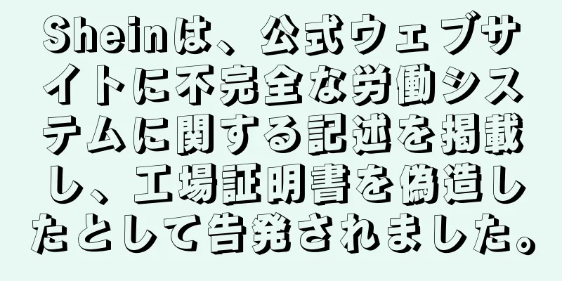 Sheinは、公式ウェブサイトに不完全な労働システムに関する記述を掲載し、工場証明書を偽造したとして告発されました。