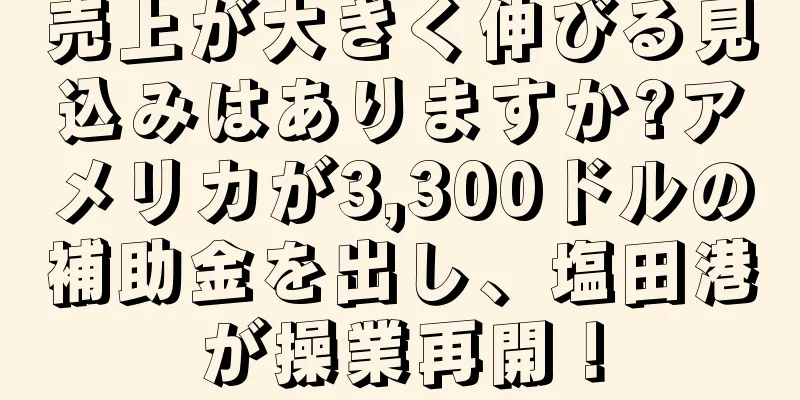 売上が大きく伸びる見込みはありますか?アメリカが3,300ドルの補助金を出し、塩田港が操業再開！