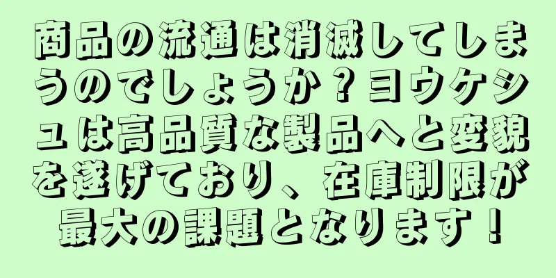 商品の流通は消滅してしまうのでしょうか？ヨウケシュは高品質な製品へと変貌を遂げており、在庫制限が最大の課題となります！