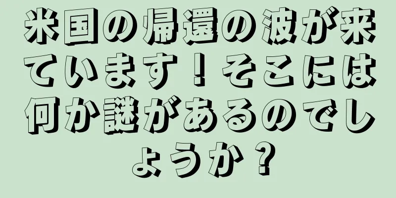 米国の帰還の波が来ています！そこには何か謎があるのでしょうか？
