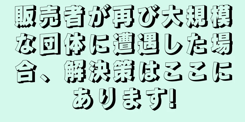 販売者が再び大規模な団体に遭遇した場合、解決策はここにあります!