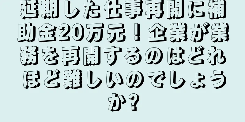 延期した仕事再開に補助金20万元！企業が業務を再開するのはどれほど難しいのでしょうか?