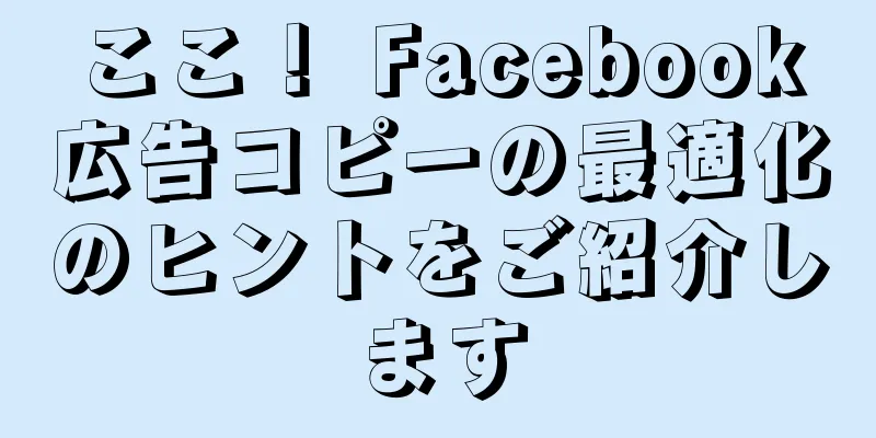 ここ！ Facebook広告コピーの最適化のヒントをご紹介します