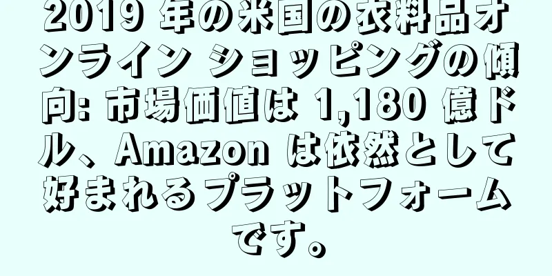 2019 年の米国の衣料品オンライン ショッピングの傾向: 市場価値は 1,180 億ドル、Amazon は依然として好まれるプラットフォームです。