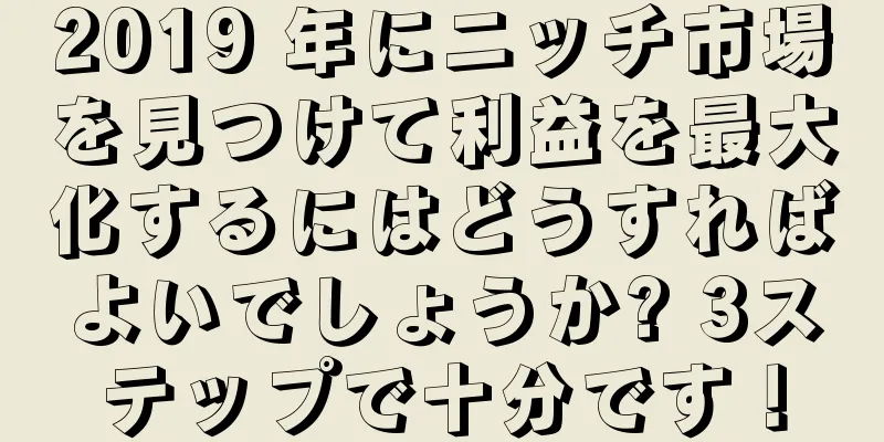 2019 年にニッチ市場を見つけて利益を最大化するにはどうすればよいでしょうか? 3ステップで十分です！