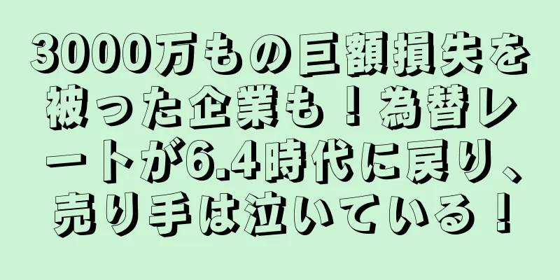 3000万もの巨額損失を被った企業も！為替レートが6.4時代に戻り、売り手は泣いている！