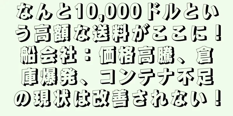 なんと10,000ドルという高額な送料がここに！船会社：価格高騰、倉庫爆発、コンテナ不足の現状は改善されない！