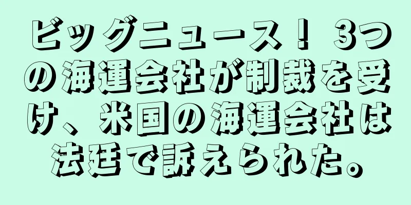 ビッグニュース！ 3つの海運会社が制裁を受け、米国の海運会社は法廷で訴えられた。