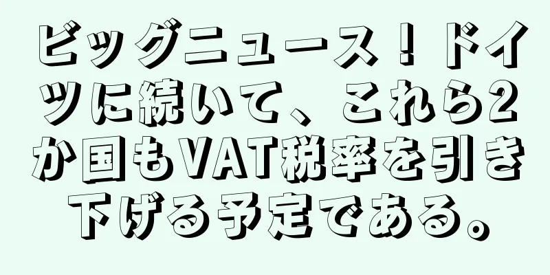 ビッグニュース！ドイツに続いて、これら2か国もVAT税率を引き下げる予定である。