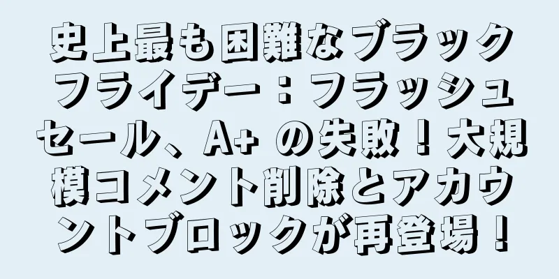 史上最も困難なブラックフライデー：フラッシュセール、A+ の失敗！大規模コメント削除とアカウントブロックが再登場！