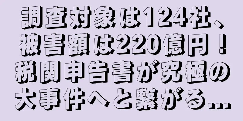 調査対象は124社、被害額は220億円！税関申告書が究極の大事件へと繋がる...