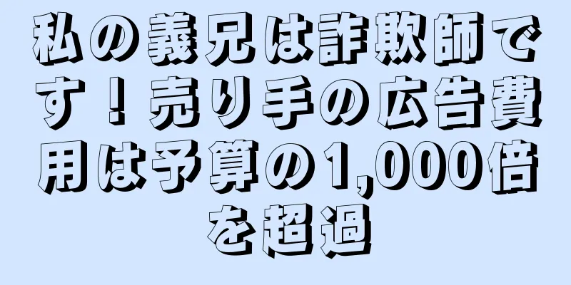 私の義兄は詐欺師です！売り手の広告費用は予算の1,000倍を超過