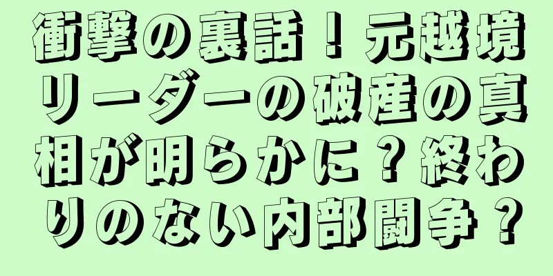 衝撃の裏話！元越境リーダーの破産の真相が明らかに？終わりのない内部闘争？