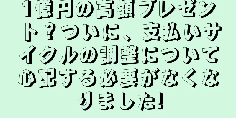 1億円の高額プレゼント？ついに、支払いサイクルの調整について心配する必要がなくなりました!