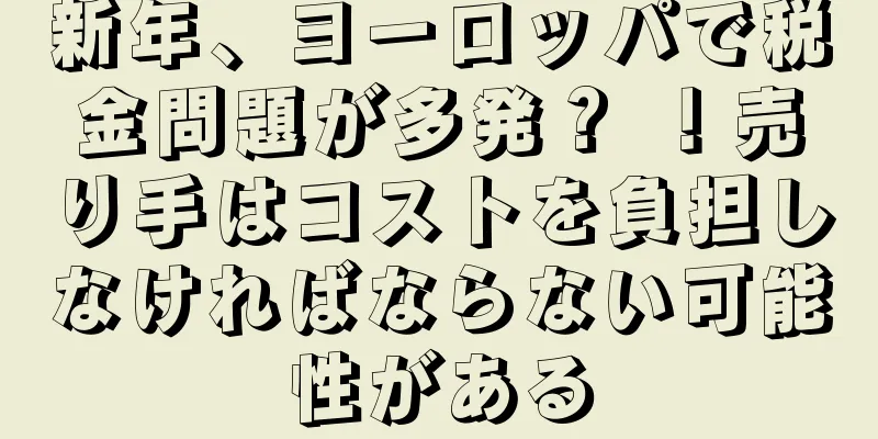 新年、ヨーロッパで税金問題が多発？ ！売り手はコストを負担しなければならない可能性がある