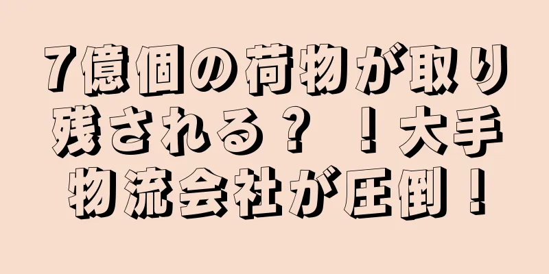 7億個の荷物が取り残される？ ！大手物流会社が圧倒！
