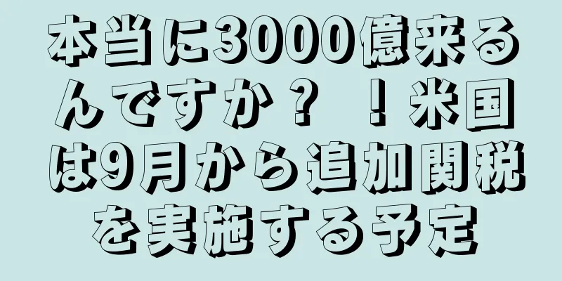 本当に3000億来るんですか？ ！米国は9月から追加関税を実施する予定