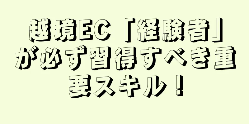 越境EC「経験者」が必ず習得すべき重要スキル！