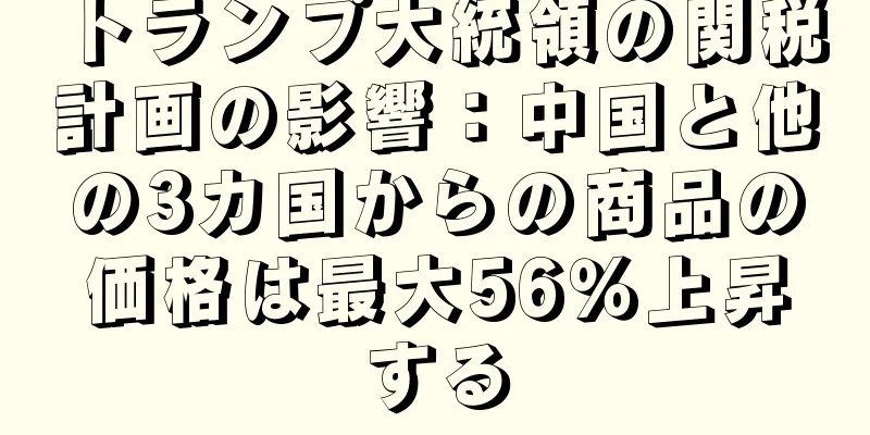 トランプ大統領の関税計画の影響：中国と他の3カ国からの商品の価格は最大56％上昇する