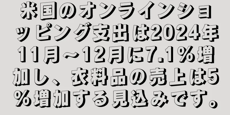 米国のオンラインショッピング支出は2024年11月～12月に7.1％増加し、衣料品の売上は5％増加する見込みです。