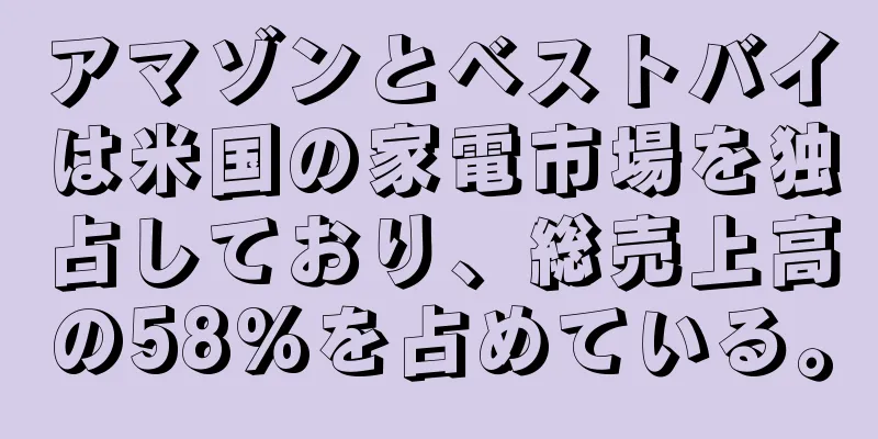 アマゾンとベストバイは米国の家電市場を独占しており、総売上高の58%を占めている。